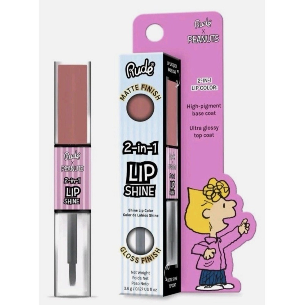 Rude Cosmetics x Peanuts Sally 2-in-1 Lip Shine Matte & Gloss NEW IN BOX